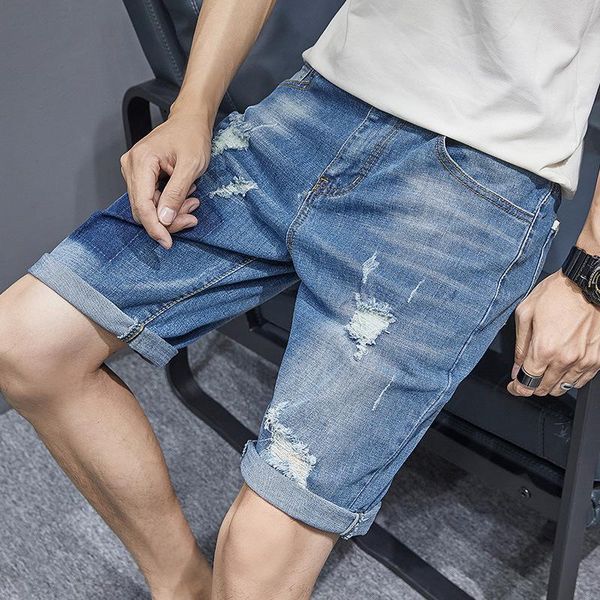 summer half-length denim hole jeans men straight slim ripped bleached casual cowboy shorts male fashion, Blue
summer half-length denim hole jeans men straight slim ripped bleached casual cowboy shorts male fashion, Blue