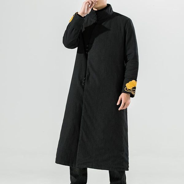 2020 winter men parkas cotton padded jackets mens traditional chinese jackets coats male vintage long robe trench1, Black
2020 winter men parkas cotton padded jackets mens traditional chinese jackets coats male vintage long robe trench1, Black