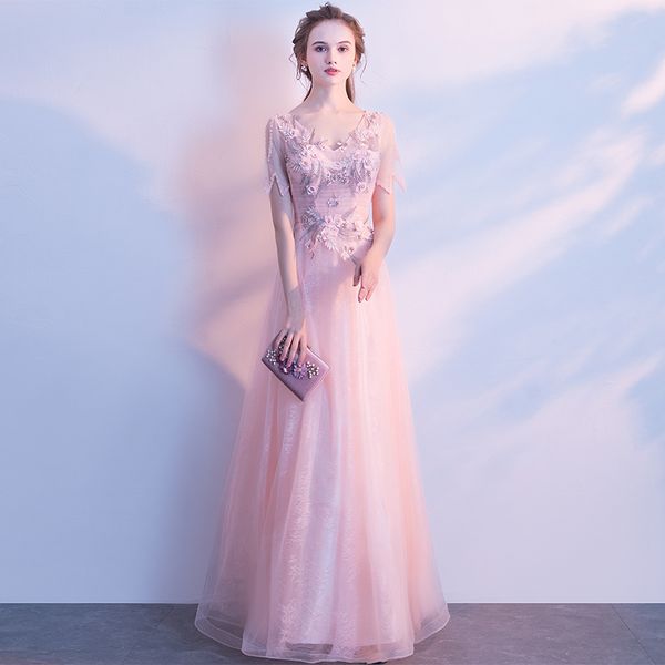 Robe de soiree Pink V-Neck Beading with Appliques Long Evening Dresses Elegant Lace vestido de festa Banquet Party Prom dress
Robe de soiree Pink V-Neck Beading with Appliques Long Evening Dresses Elegant Lace vestido de festa Banquet Party Prom dress