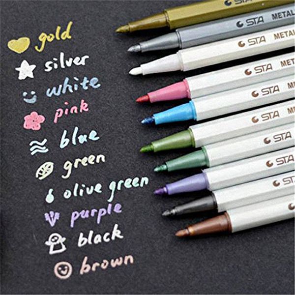10 pcs/lot sta metallic colored ink water chalk pen for scrapbook p album drawing watercolor art marker gel pens stationery
10 pcs/lot sta metallic colored ink water chalk pen for scrapbook p album drawing watercolor art marker gel pens stationery