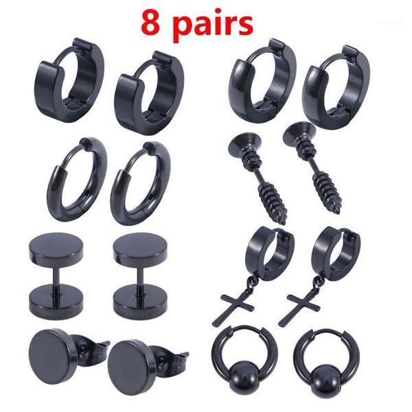 stud 8 pairs punk hip hop rock black titanium steel earrings stainless dumbbell jewelry for women men1, Golden;silver
stud 8 pairs punk hip hop rock black titanium steel earrings stainless dumbbell jewelry for women men1, Golden;silver