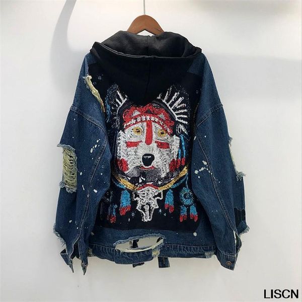 cool new denim jacket vintage sequined wolf pattern denim jacket coat women casual loose hooded jackets outwear oversize1, Black;brown
cool new denim jacket vintage sequined wolf pattern denim jacket coat women casual loose hooded jackets outwear oversize1, Black;brown