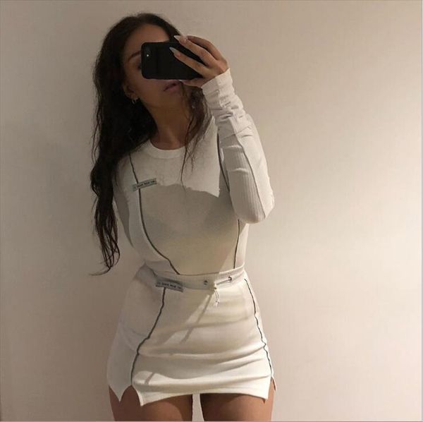 2pcs set women autumn fashion long sleeve crop skirts outfit reflective striped patchwork clothes set clubwear, Gray
2pcs set women autumn fashion long sleeve crop skirts outfit reflective striped patchwork clothes set clubwear, Gray