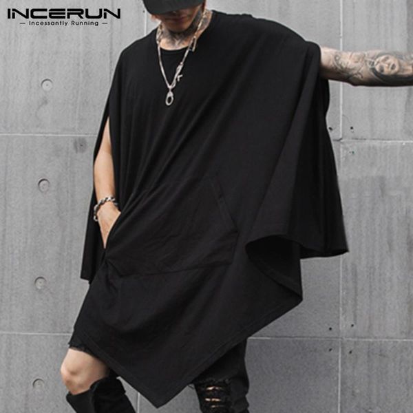 fashion men t shirt solid color loose punk style casual irregular cloak tee streetwear pockets camiseta masculina incerun, White;black
fashion men t shirt solid color loose punk style casual irregular cloak tee streetwear pockets camiseta masculina incerun, White;black
