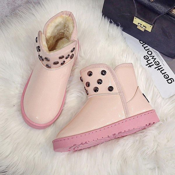 ladies snow boots pu rivet plush warm waterproof female fashion solid color short boots flat shoes winter, Black
ladies snow boots pu rivet plush warm waterproof female fashion solid color short boots flat shoes winter, Black