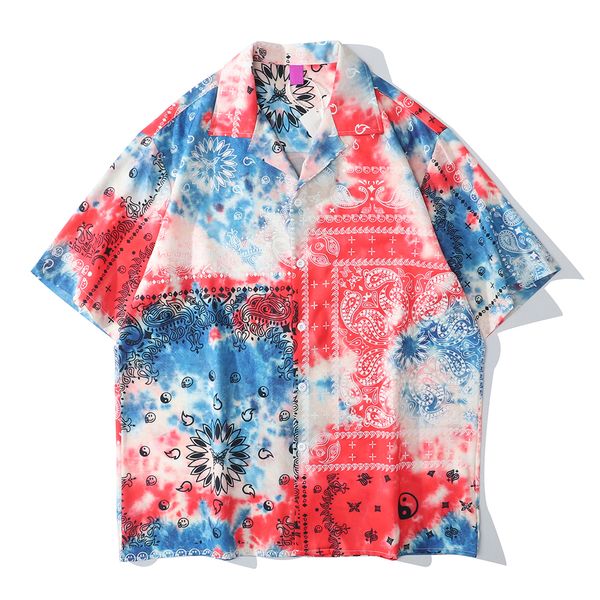 red tie dyeing bandana hawaiian shirt men summer street fashion polo shirt oversized men's shirt, White;black
red tie dyeing bandana hawaiian shirt men summer street fashion polo shirt oversized men's shirt, White;black