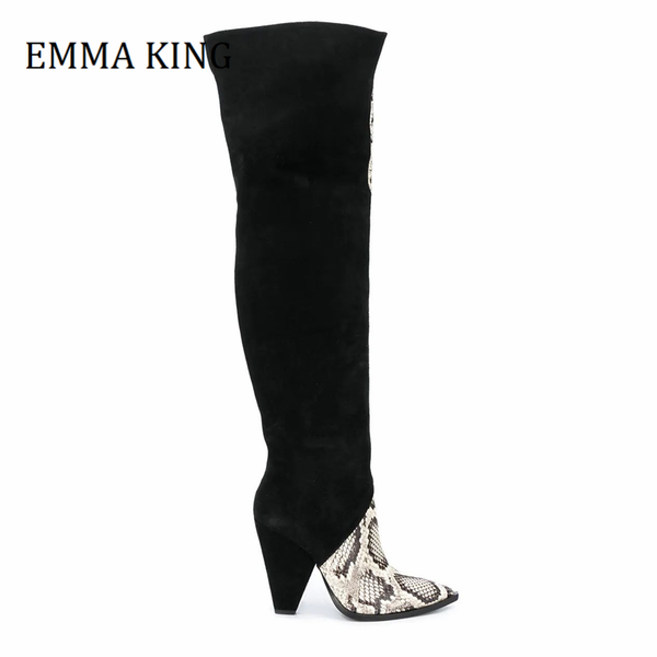2020 autumn women over the knee-high boots spike heels snakeskin slip on long boots winter thigh high botas de mujer, Black
2020 autumn women over the knee-high boots spike heels snakeskin slip on long boots winter thigh high botas de mujer, Black