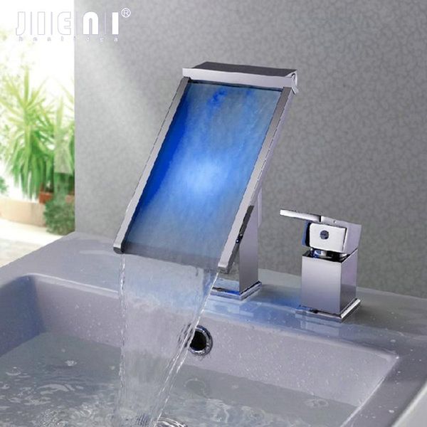 jieni soild brass 2 pcs faucet set waterfall bathroom basin faucet water power basin mixer chrome 3 colors change led tap
jieni soild brass 2 pcs faucet set waterfall bathroom basin faucet water power basin mixer chrome 3 colors change led tap