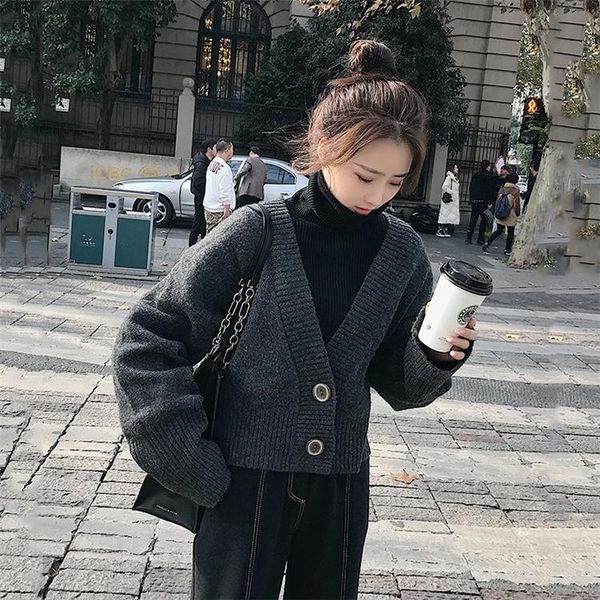 women's knits & tees korean loose v neck knitted solid color short wild sweater jacket thickening fashion casual cardigan coats, White
women's knits & tees korean loose v neck knitted solid color short wild sweater jacket thickening fashion casual cardigan coats, White