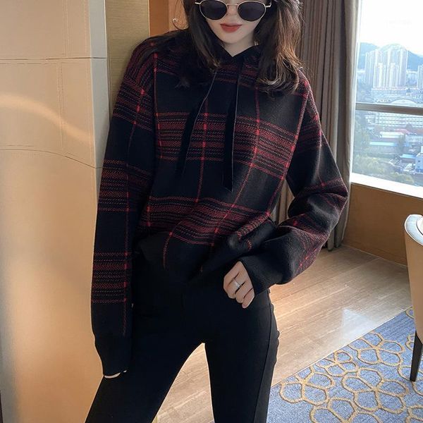 thick warm hooded sweater women jumpers 2020 winter red plaid pullover sweater female casual knitwear sueter mujer1, White;black
thick warm hooded sweater women jumpers 2020 winter red plaid pullover sweater female casual knitwear sueter mujer1, White;black