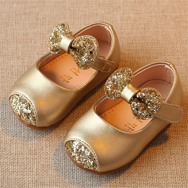 Newborn Girl First Walk Gold Pink Sliver Spark Toddler Soft Bottom Baby Princess Shoes B Y201028