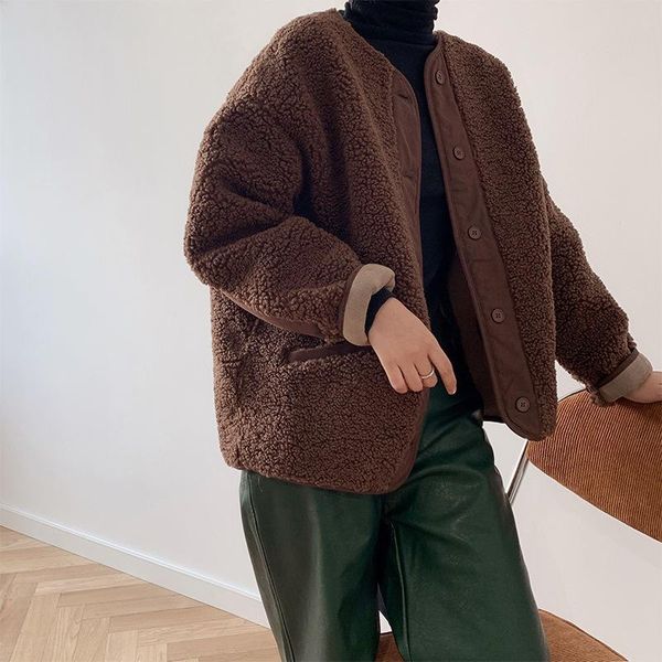 women's jackets winter lamb fur jacket short 2021 autumn and thickened velvet coat, Black;brown
women's jackets winter lamb fur jacket short 2021 autumn and thickened velvet coat, Black;brown