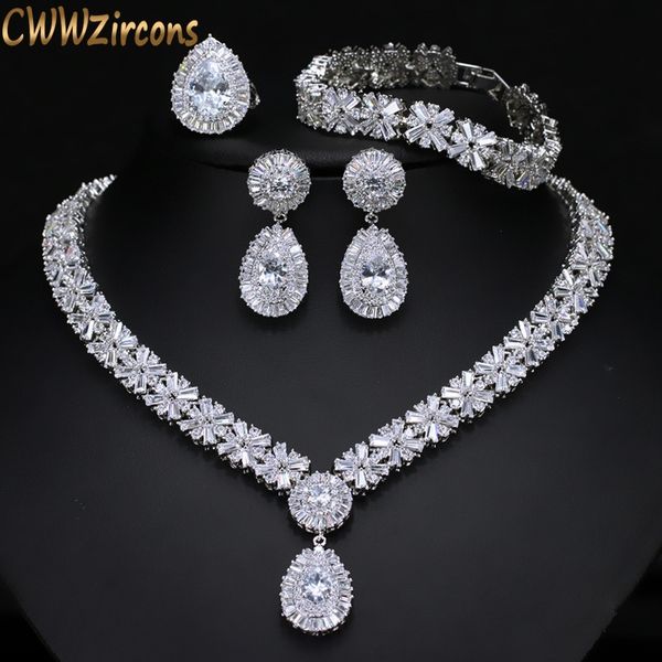 cwwzircons 4 piece super sparkling cubic zirconia stone fashion african nigerian women wedding jewelry set for brides t054 t200908, Silver
cwwzircons 4 piece super sparkling cubic zirconia stone fashion african nigerian women wedding jewelry set for brides t054 t200908, Silver