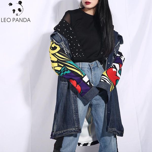 women's jackets 2021 spring summer lapel long sleeve blue pattern printed doodling loose denim big size jacket women coat fashion tide, Black;brown
women's jackets 2021 spring summer lapel long sleeve blue pattern printed doodling loose denim big size jacket women coat fashion tide, Black;brown