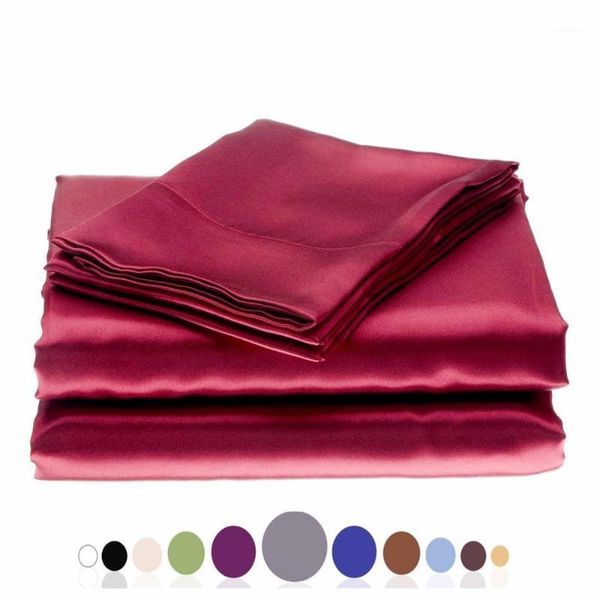 5 silky soft solid matte-satin bed sheet sets shiny-deep pocket1
