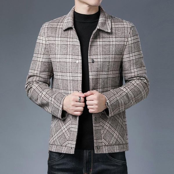 winter loose lapel men's woolen coat jacket young and middle-aged plaid single breasted casual wool coat, Black
winter loose lapel men's woolen coat jacket young and middle-aged plaid single breasted casual wool coat, Black