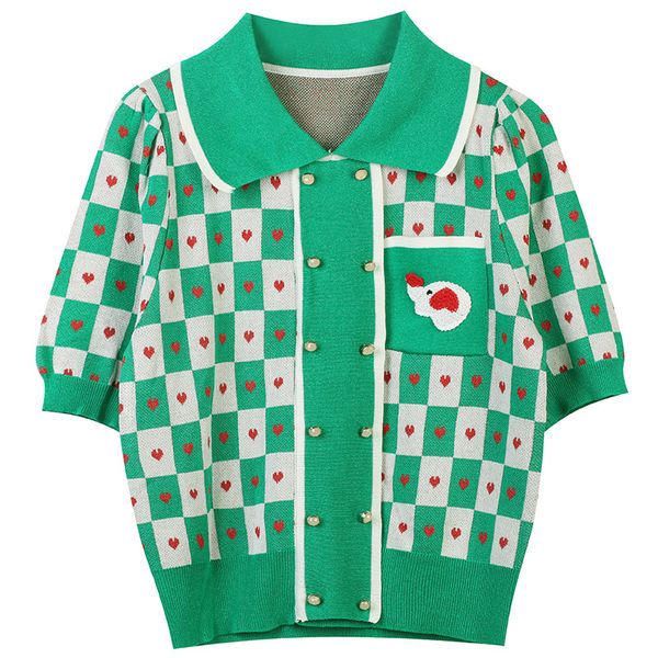 213 2022 milan runway spring summer brand same style sweater short sleeve lapel neck green blackn pullover womens mingmei, White;black
213 2022 milan runway spring summer brand same style sweater short sleeve lapel neck green blackn pullover womens mingmei, White;black