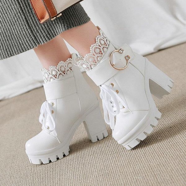 boots coolulu lace up ankle for women platform block high heel shoes all match ladies winter size 34-43, Black
boots coolulu lace up ankle for women platform block high heel shoes all match ladies winter size 34-43, Black