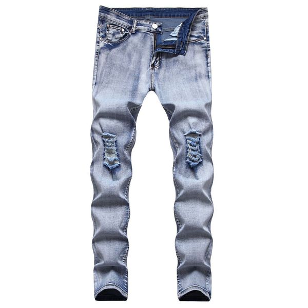 2020 trend men's jeans with big holes in the knee, Blue
2020 trend men's jeans with big holes in the knee, Blue