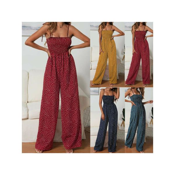 womens strappy holiday playsuits casual romper ladies jumpsuit summer beach polka dot printed sleeveless one-piece long pants, Black;white
womens strappy holiday playsuits casual romper ladies jumpsuit summer beach polka dot printed sleeveless one-piece long pants, Black;white