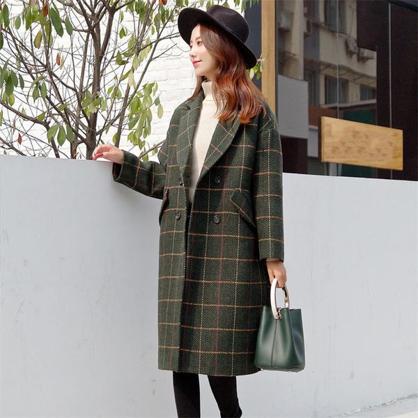 autumn winter women outerwear new loose medium long female woolen coat was thin lattice double-breasted ladies woolen coat cw147, Black
autumn winter women outerwear new loose medium long female woolen coat was thin lattice double-breasted ladies woolen coat cw147, Black