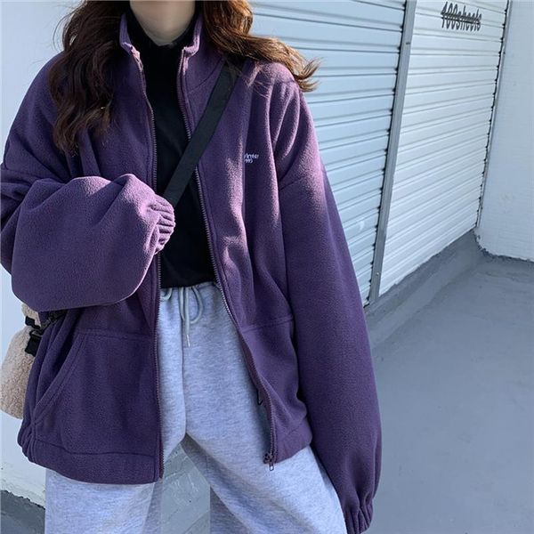 women zipper pocket jackets letter printed long sleeve loose lapel jackets plus velvet casual autumn winter street sweatshirts, Black
women zipper pocket jackets letter printed long sleeve loose lapel jackets plus velvet casual autumn winter street sweatshirts, Black