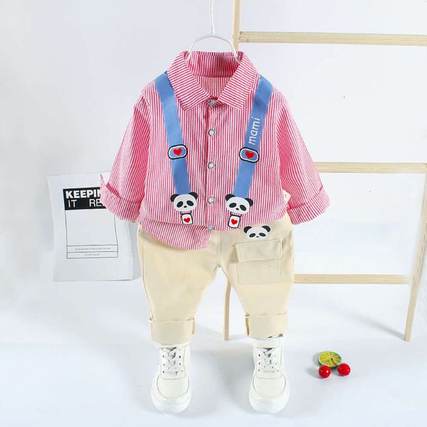 striped baby boys' autumn shirt bear two piece trendy new children's suit, White;black
striped baby boys' autumn shirt bear two piece trendy new children's suit, White;black