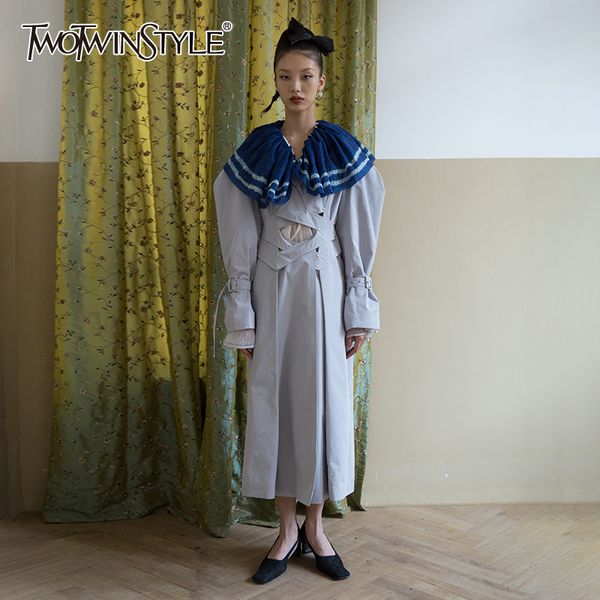 twotwinstyle vintage patchwork hollow out windbreaker jacket for women lapel long sleeve high waist casual midi jackets female 1028, Tan;black
twotwinstyle vintage patchwork hollow out windbreaker jacket for women lapel long sleeve high waist casual midi jackets female 1028, Tan;black