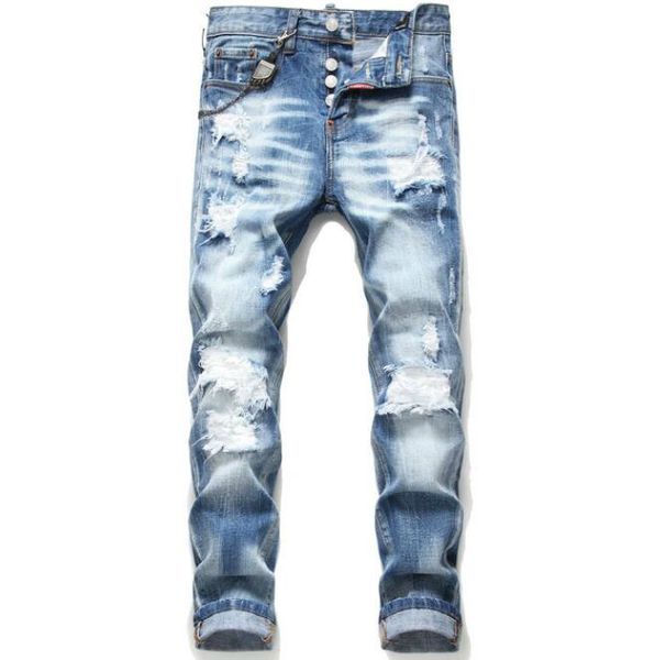 20ss men's brand designers jeans distressed ripped biker slim fit motorcycle biker denim mens leisure fashion d2 jeans a140, Blue
20ss men's brand designers jeans distressed ripped biker slim fit motorcycle biker denim mens leisure fashion d2 jeans a140, Blue