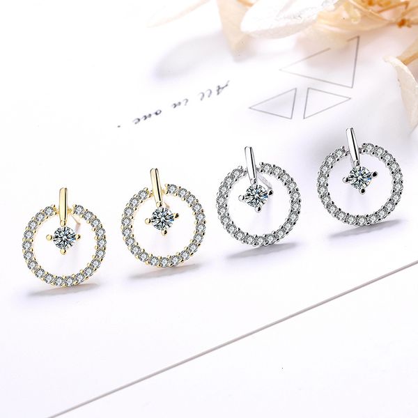 s925 sterling silver inlaid diamond circle earrings women's korean version minimalist temperament hollow out zircon geometric round ear, Golden
s925 sterling silver inlaid diamond circle earrings women's korean version minimalist temperament hollow out zircon geometric round ear, Golden