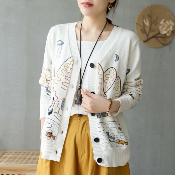 vqzt1 autumn and winter new cotton cardigan knitwear korean style size cartoon pattern loose slimming knitwear women's coat knitwearlar, White;black
vqzt1 autumn and winter new cotton cardigan knitwear korean style size cartoon pattern loose slimming knitwear women's coat knitwearlar, White;black
