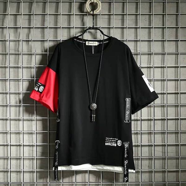 short sleeves hip hop tshirt streetwear cotton harajuku t-shirt male casual patchwork tshirt funny loose summer tee boys, White;black
short sleeves hip hop tshirt streetwear cotton harajuku t-shirt male casual patchwork tshirt funny loose summer tee boys, White;black