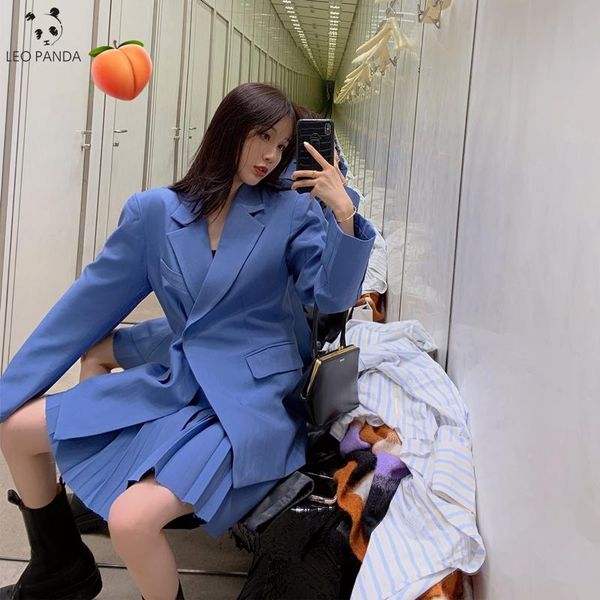 women suits and miniskirt large size autumn loose double-breasted blazer women's casual pleated suit kg-281, White
women suits and miniskirt large size autumn loose double-breasted blazer women's casual pleated suit kg-281, White