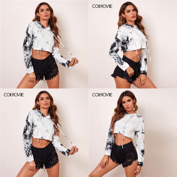 colrovie black and white tie dye drawstring crop hoodie pullover women autumn long sleeve drop shoulder casual sweatshirts q0105
colrovie black and white tie dye drawstring crop hoodie pullover women autumn long sleeve drop shoulder casual sweatshirts q0105
