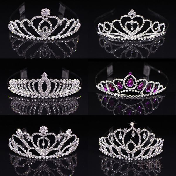 headdress diamond headband bride wedding dress accessories princess hair comb hoop girl dance crown, Silver