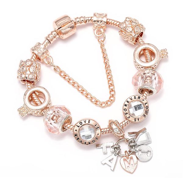 new jewelry creative shiny pink crystal bracelets family letter pendant bangle bracelets pandora charm bracelets ladies, Golden;silver 
new jewelry creative shiny pink crystal bracelets family letter pendant bangle bracelets pandora charm bracelets ladies, Golden;silver