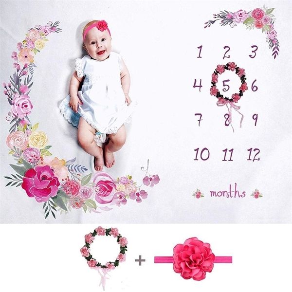 newborn baby monthly growth milestone soft blanket pgraphy props background cloth commemorate rug floral wreath headband y201009
newborn baby monthly growth milestone soft blanket pgraphy props background cloth commemorate rug floral wreath headband y201009