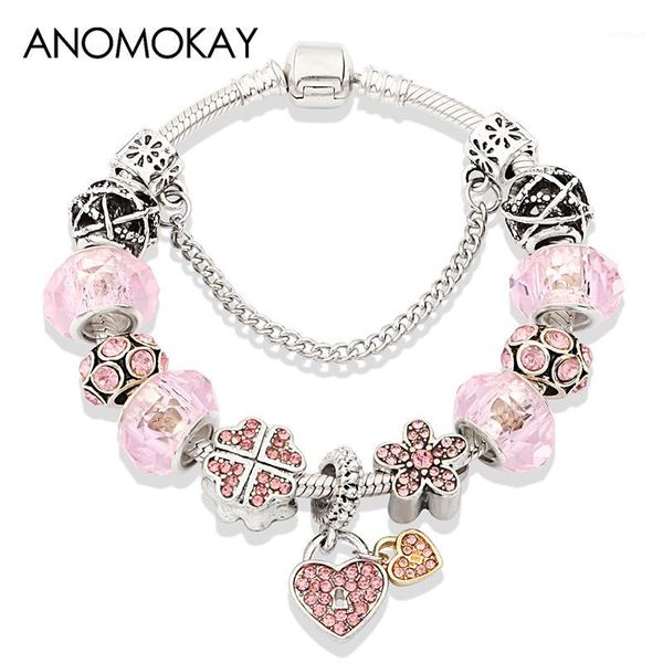 romantic pink crystal flower charm bracelet & bangle silver plated diy heart bead bracelets for women girl fashion jewelry gift1, Golden;silver
romantic pink crystal flower charm bracelet & bangle silver plated diy heart bead bracelets for women girl fashion jewelry gift1, Golden;silver