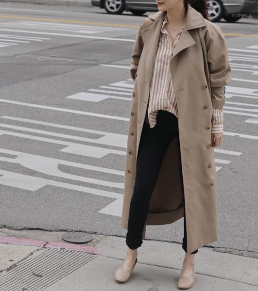autumn winter women's solid color long coat double breasted windbreaker turn-down collar loose outwear jacket 2020 new1, Tan;black
autumn winter women's solid color long coat double breasted windbreaker turn-down collar loose outwear jacket 2020 new1, Tan;black