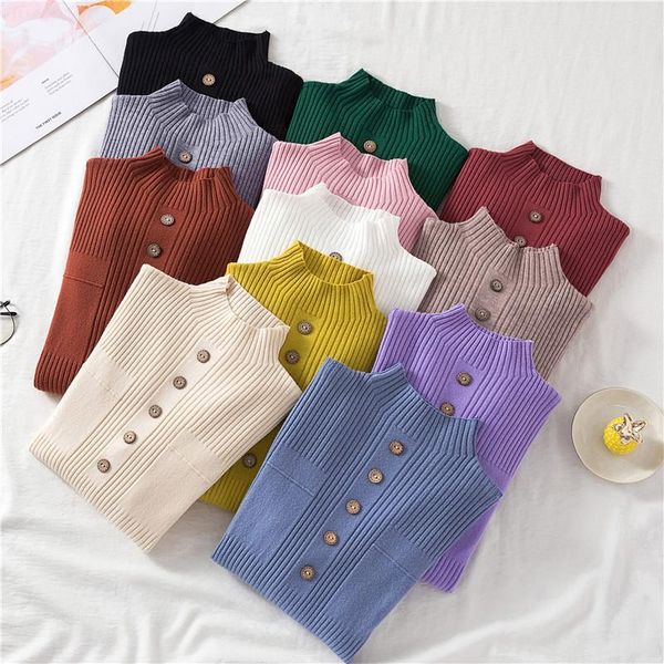 zoki pullover women sweater autumn knitted button long sleeve half turtleneck female jumper elastic korean fashion blouse top, White;black
zoki pullover women sweater autumn knitted button long sleeve half turtleneck female jumper elastic korean fashion blouse top, White;black