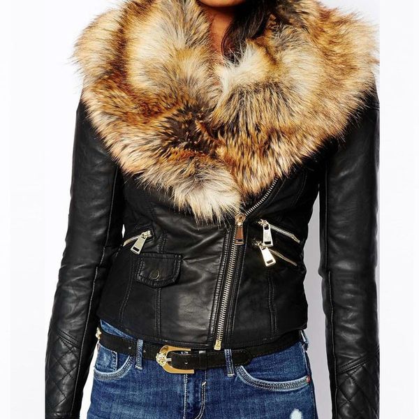women motorcycle pu leather jacket winter coat ladies slim zipper washed outerwear warm plus size fashion overcoat 210204, Black;brown
women motorcycle pu leather jacket winter coat ladies slim zipper washed outerwear warm plus size fashion overcoat 210204, Black;brown