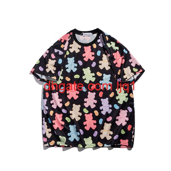 cartoon bear full print short sleeve t-shirt men's fashion brand round neck 5-sleeve street trend loose half sleeve, White;black
cartoon bear full print short sleeve t-shirt men's fashion brand round neck 5-sleeve street trend loose half sleeve, White;black