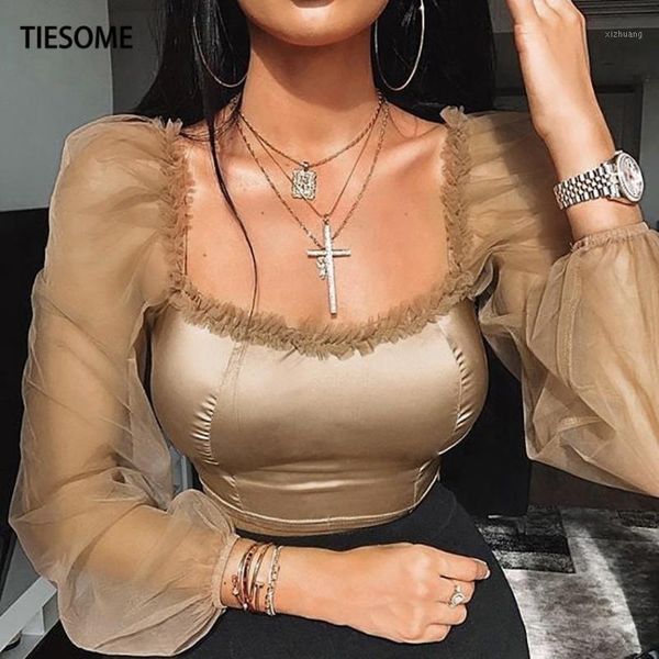 women's t-shirt tiesome mesh sleeve tee shirt slim crop women square collar 2021 summer autumn long lay streetwear1, White
women's t-shirt tiesome mesh sleeve tee shirt slim crop women square collar 2021 summer autumn long lay streetwear1, White