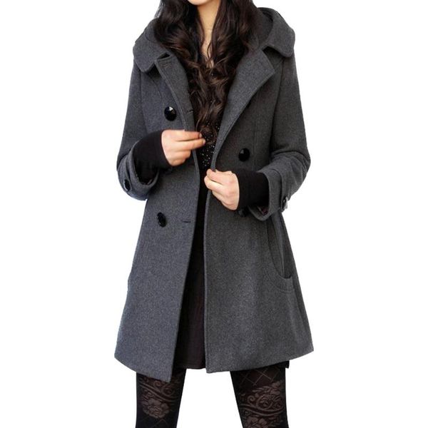 women's wool & blends double-breasted blend coat 2021 autumn and winter turn-down collar casual medium long hooded thick abrigo mujer, Black
women's wool & blends double-breasted blend coat 2021 autumn and winter turn-down collar casual medium long hooded thick abrigo mujer, Black