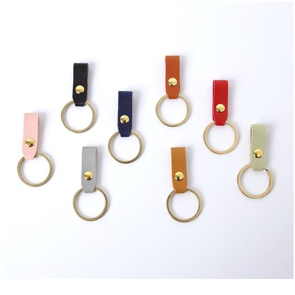 8 Bright Colors Pu Artificial Leather Keychain Cute Gift Female Pu Wallet Keychains Key Rope Leather Key Chain Creative Jllamq