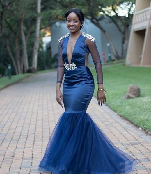 2021 navy blue prom mermaid dresses illusion deep v neck long sleeves formal evening gowns tulle black girls party dress robes de bal, Black;red
2021 navy blue prom mermaid dresses illusion deep v neck long sleeves formal evening gowns tulle black girls party dress robes de bal, Black;red