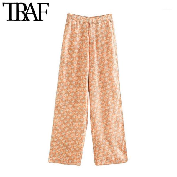 traf women chic fashion side pockets printed pants vintage high waist zipper female trousers pantalones mujer1, Black;white
traf women chic fashion side pockets printed pants vintage high waist zipper female trousers pantalones mujer1, Black;white