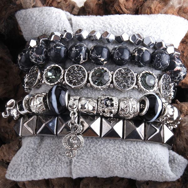 rh fashio designer beaded bracelet set natural stone metal crystal 5pc bracelets & bangles set for women fashion jewelry 0930, Black
rh fashio designer beaded bracelet set natural stone metal crystal 5pc bracelets & bangles set for women fashion jewelry 0930, Black
