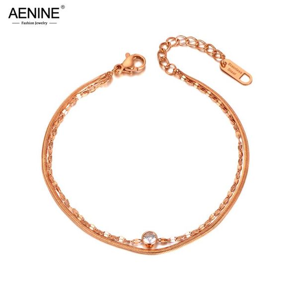 link, chain aenine trendy double layer stainless steel crystal charm strand bracelet for women rose gold snake link ab20043, Black
link, chain aenine trendy double layer stainless steel crystal charm strand bracelet for women rose gold snake link ab20043, Black