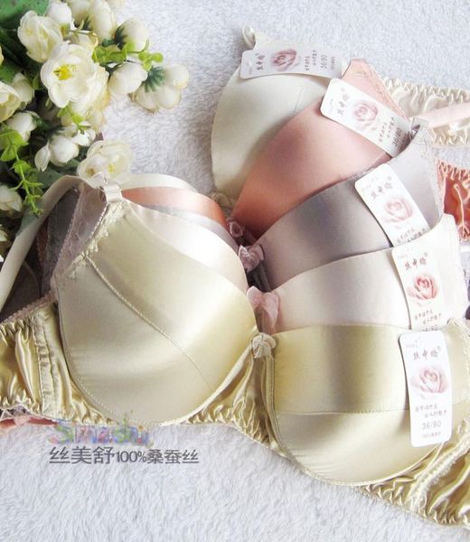 100% silk bra underwear bra double-sided silk band sponge care1, Red;black 
100% silk bra underwear bra double-sided silk band sponge care1, Red;black